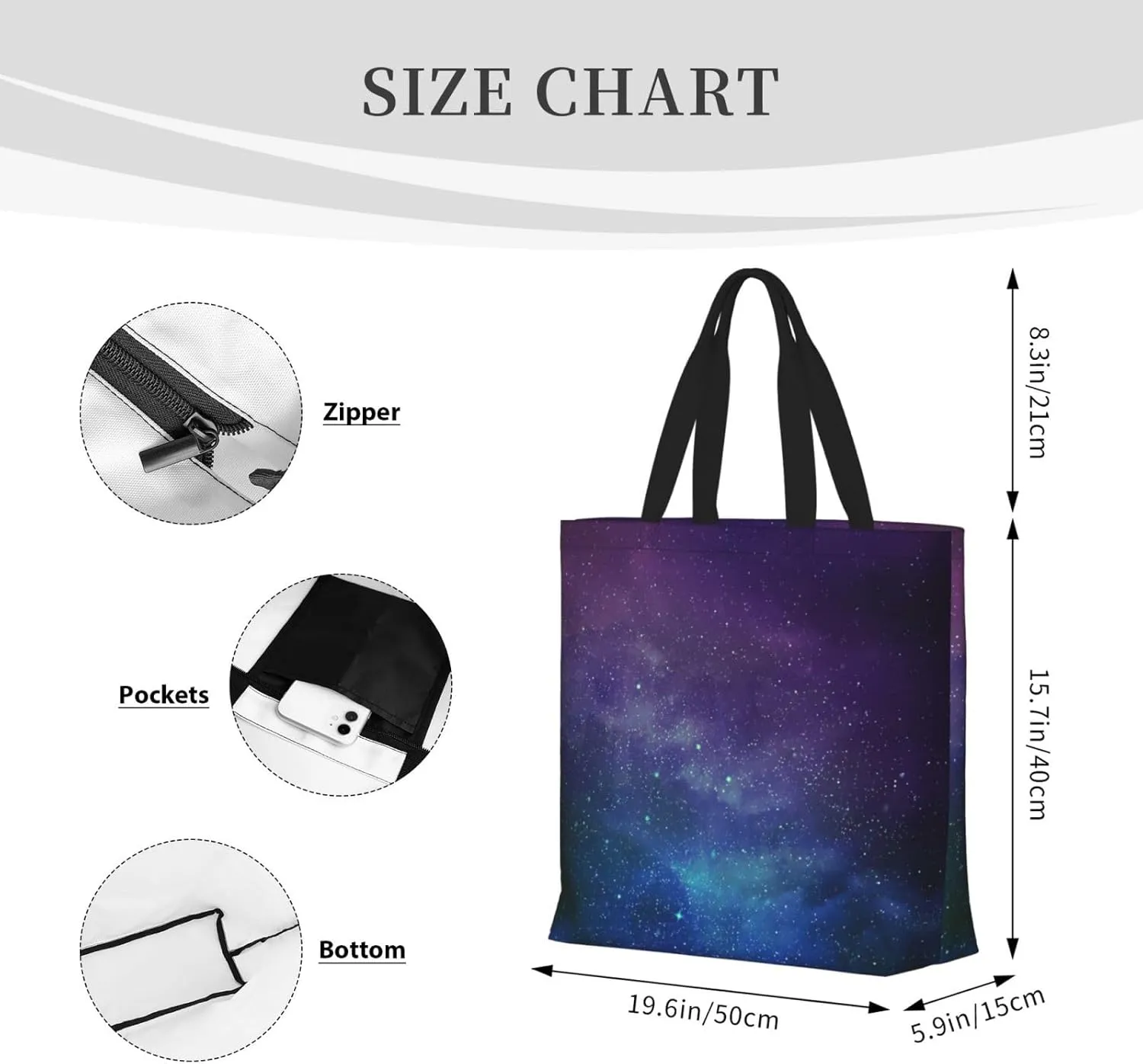 Universe With Stars Galaxy Interstellar Tote Bag For Women, Large Shoulder Bag Top Handle Handbag For Travel, Work