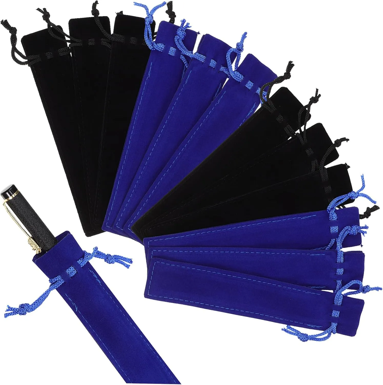 Uonlytech Velvet Pen Pouch 50pcs Drawstring Pencil Bag for Ballpoint Fountain Pens Protective Storage Sleeves Multi-use Organizer for Home Office Travel