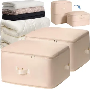 Upgraded Thickened 2 Pack Compression Bags for Storage,Ultra Space Saving Self Compression Organizer Bags,Sweater Organizer for Closet,Clothes Storage Bag (Beige,2 Pack,X-Large)