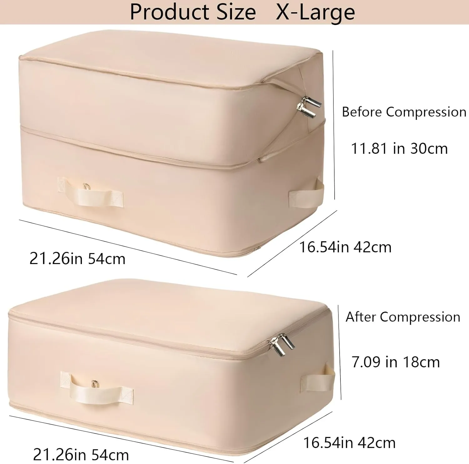 Upgraded Thickened 2 Pack Compression Bags for Storage,Ultra Space Saving Self Compression Organizer Bags,Sweater Organizer for Closet,Clothes Storage Bag (Beige,2 Pack,X-Large)