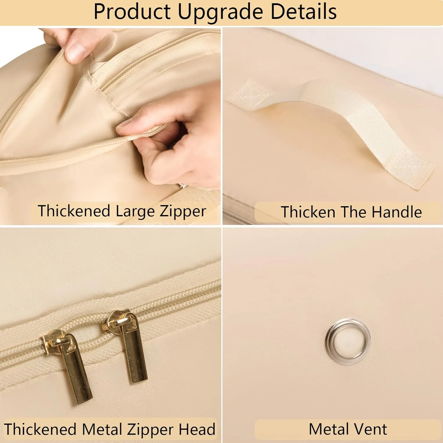 Upgraded Thickened 2 Pack Compression Bags for Storage,Ultra Space Saving Self Compression Organizer Bags,Sweater Organizer for Closet,Clothes Storage Bag (Beige,2 Pack,X-Large)