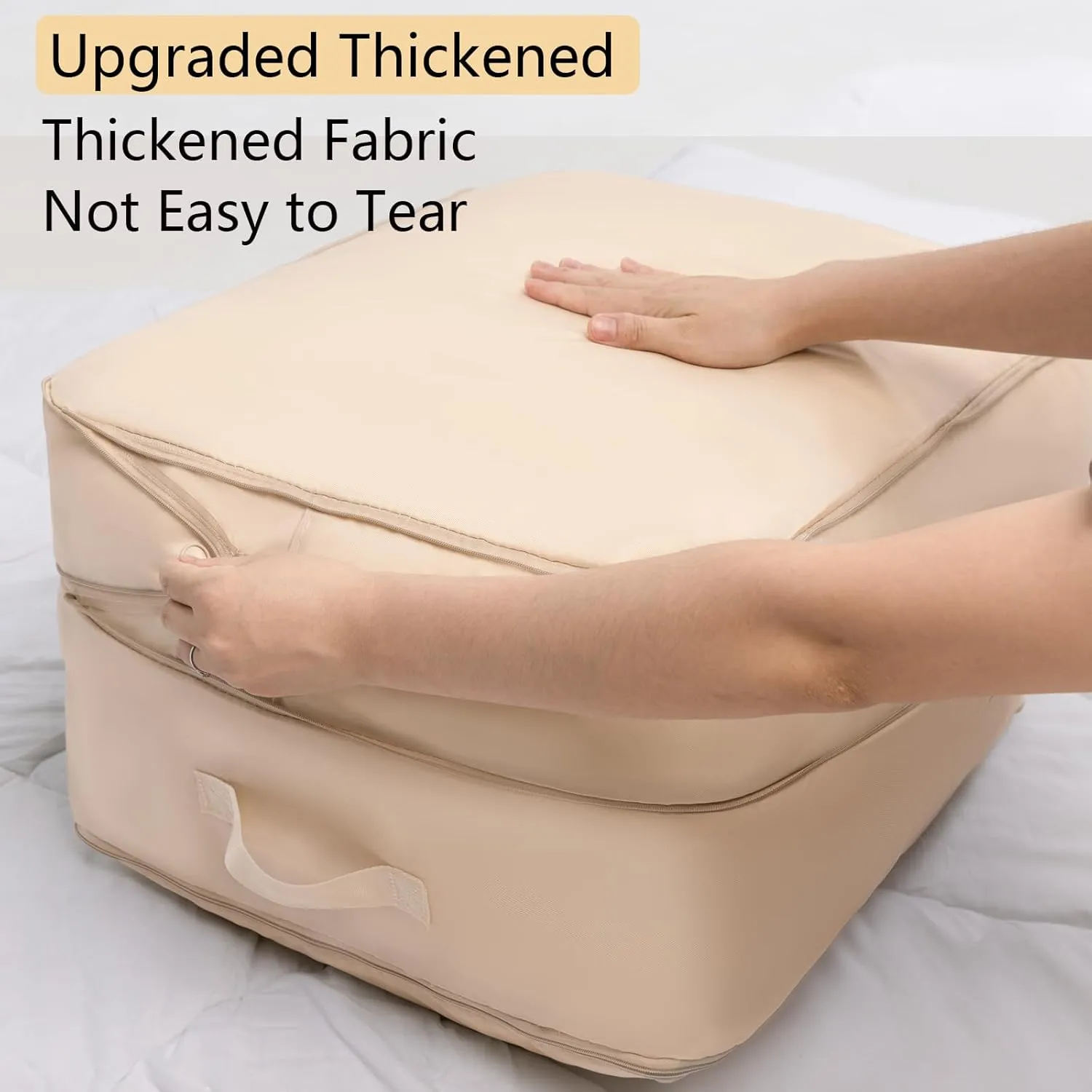 Upgraded Thickened 2 Pack Compression Bags for Storage,Ultra Space Saving Self Compression Organizer Bags,Sweater Organizer for Closet,Clothes Storage Bag (Beige,2 Pack,X-Large)