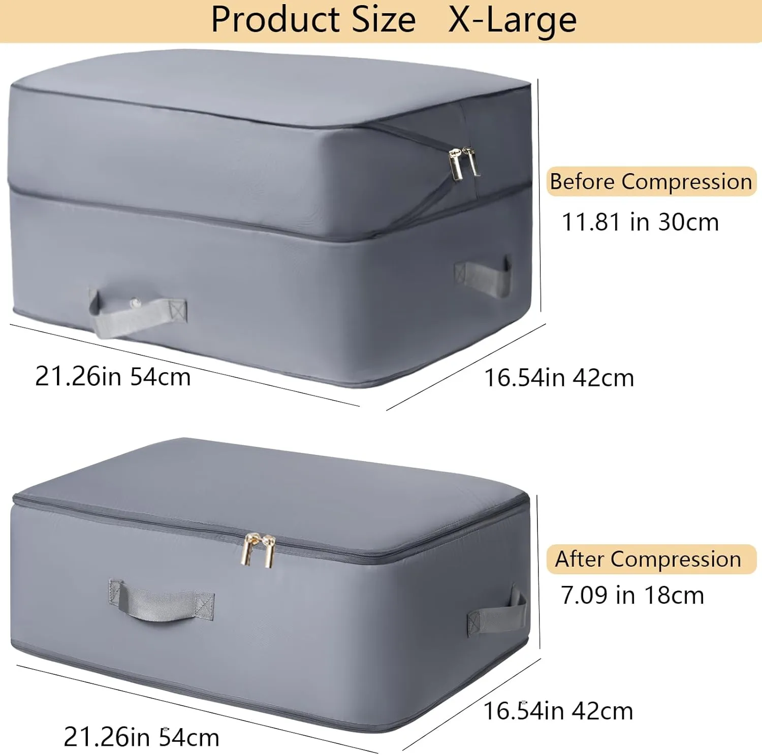 Upgraded Thickened 2 Pack Compression Bags for Storage,Ultra Space Saving Self Compression Organizer Bags,Sweater Organizer for Closet,Clothes Storage Bag (Gray,2 Pack,X-Large)