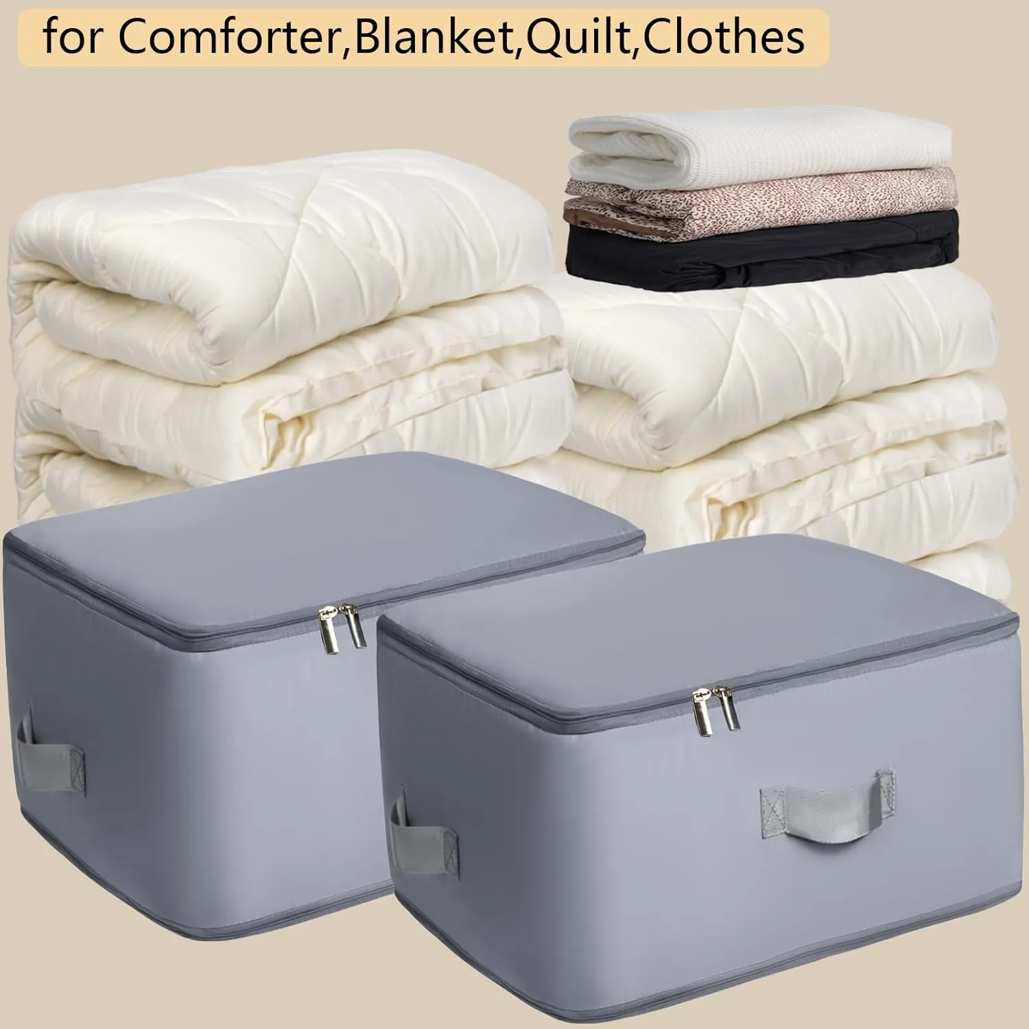 Upgraded Thickened 2 Pack Compression Bags for Storage,Ultra Space Saving Self Compression Organizer Bags,Sweater Organizer for Closet,Clothes Storage Bag (Gray,2 Pack,X-Large)