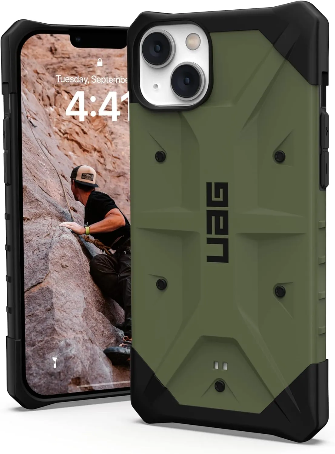 URBAN ARMOR GEAR UAG Designed for iPhone 14 Plus Case Green Olive 6.7" Pathfinder Slim Lightweight Shockproof Dropproof Rugged Protective Cover Compatible with Wireless Charging
