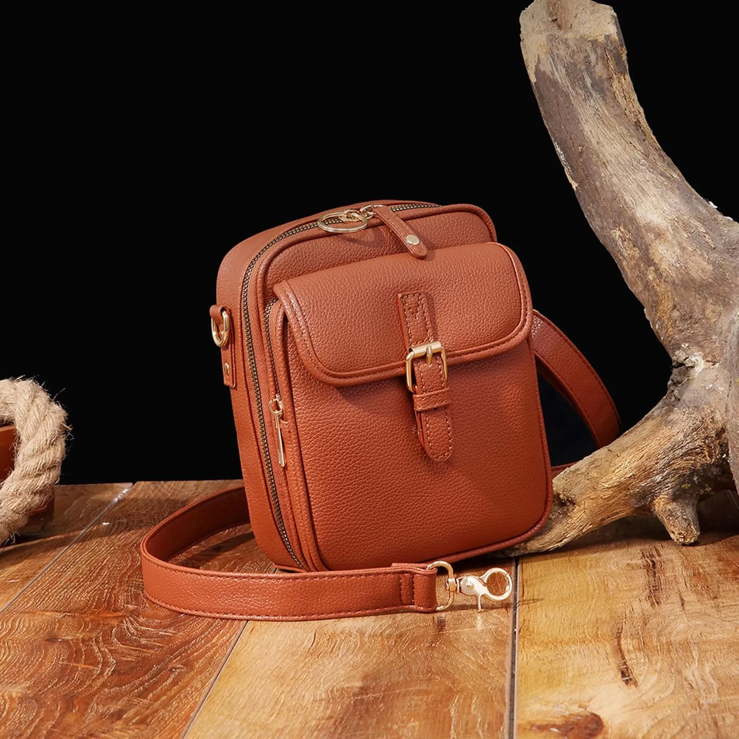 Urvashi Crossbody Leather Bag, Collaboraten1 Crossbody Bag with Card Slots, Anti-Theft Shoulder Bags for Women