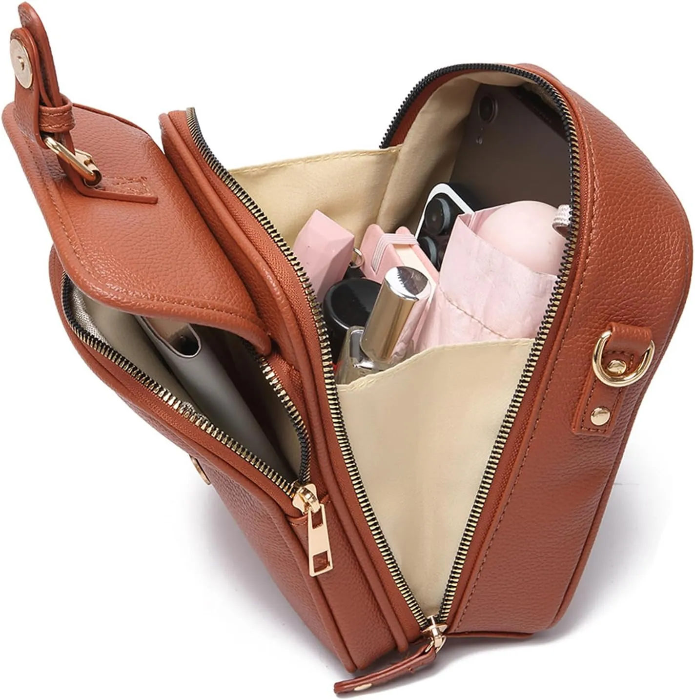 Urvashi Crossbody Leather Bag, Collaboraten1 Crossbody Bag with Card Slots, Anti-Theft Shoulder Bags for Women
