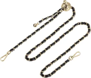 uxcell Purse Chain Strap, 47 Inch Leather Iron Chain Strap Adjustable Handbag Chains Shoulder Cross Body Replacement for Wallets Clutch Bags Black/Gold Tone