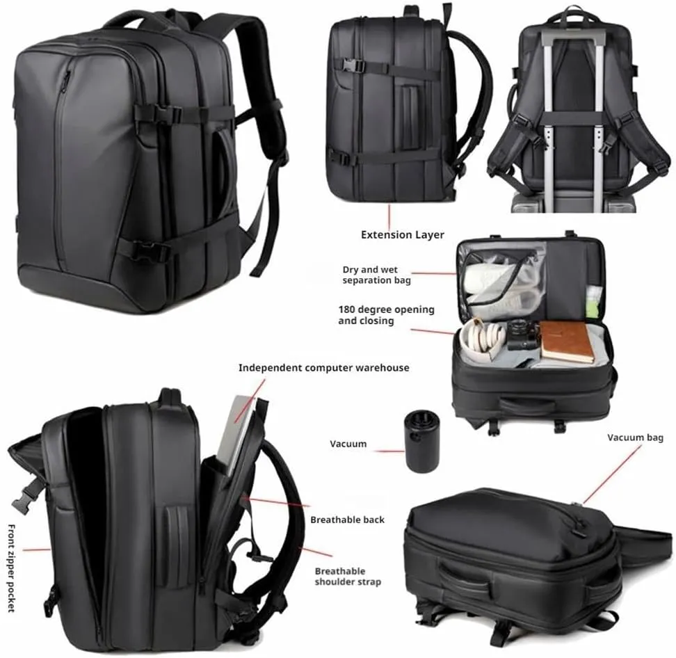 Vacuum Backpack Travel,Expandable Vacuum Compression Backpack with Pump,Vacuum Seal Compression Space Saver Bags,for Camping,Weekender,Business, College