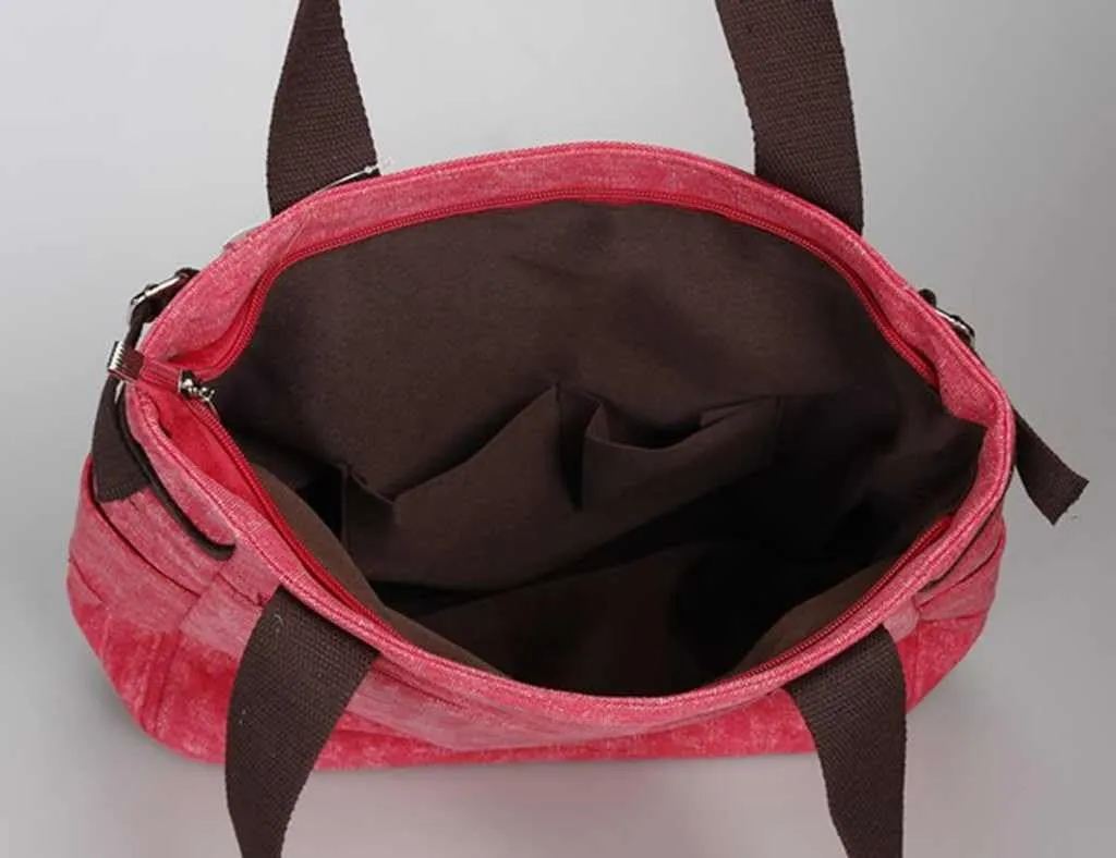 Valentoria Canvas Tote Handbag for Women Cute Cat Embroidery Shoulder Purse Large Zipper Travel Work Shopping Grocery Bags