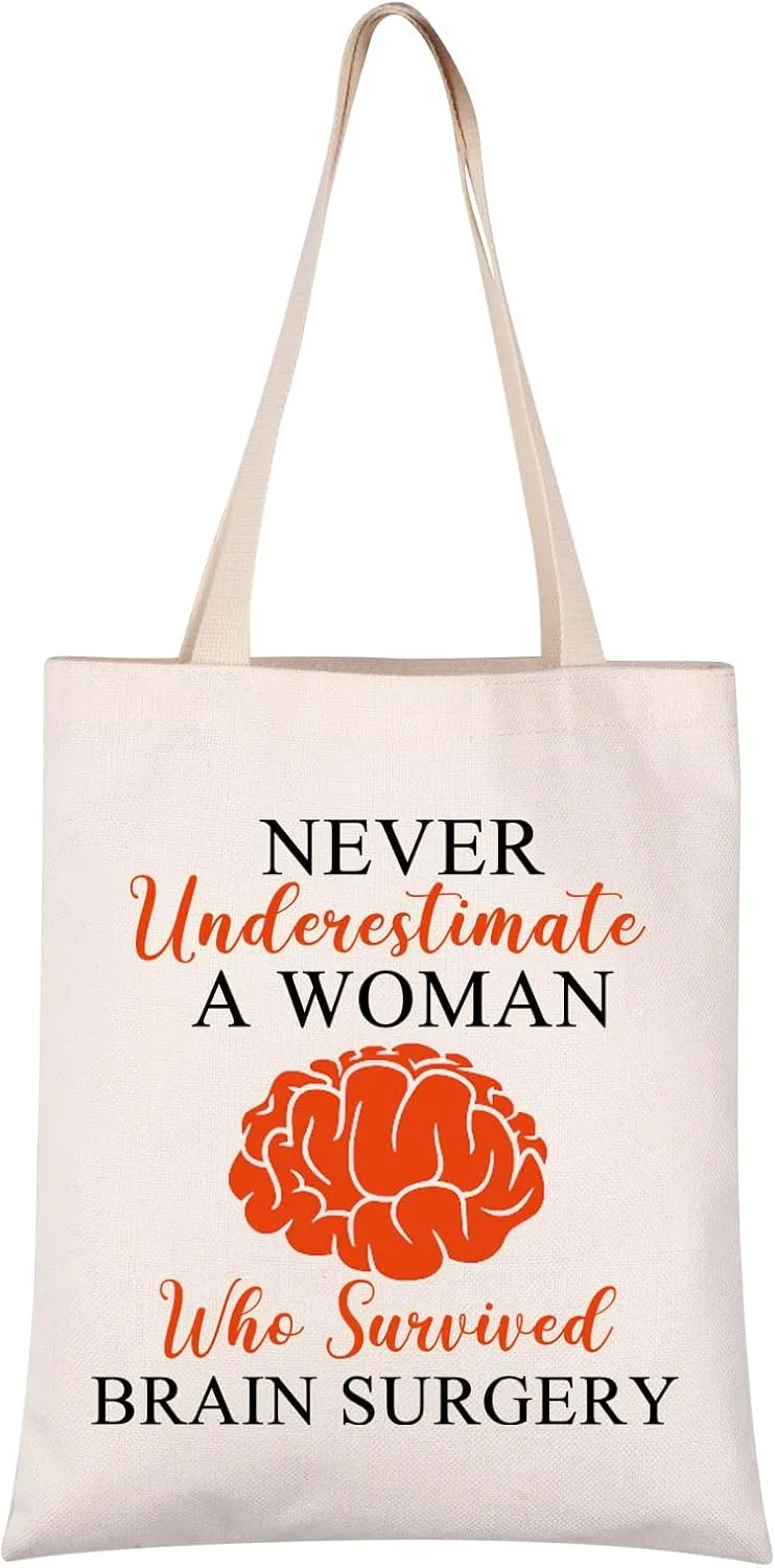 VAMSII Brain Surgery Recovery Tote Bag Brain Surgery Survivor Gift for Women Stroke Recovery Gifts Neurosurgery Gifts Bag
