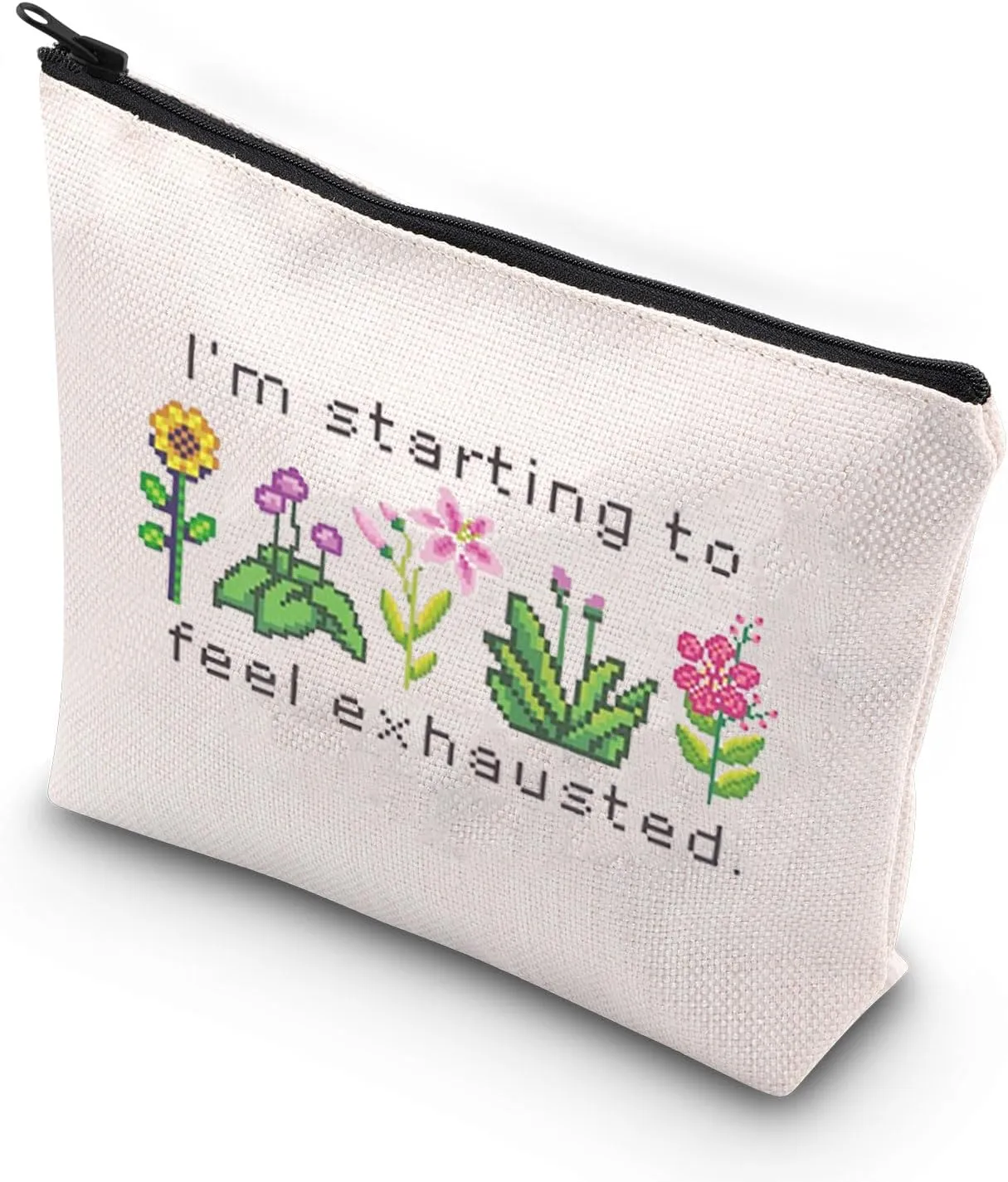 VAMSII Stardew Canvas Cosmetic Bag Stardew Lover Gift Stardew Theme Gift (feel exhausted)