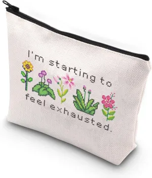 VAMSII Stardew Canvas Cosmetic Bag Stardew Lover Gift Stardew Theme Gift (feel exhausted)