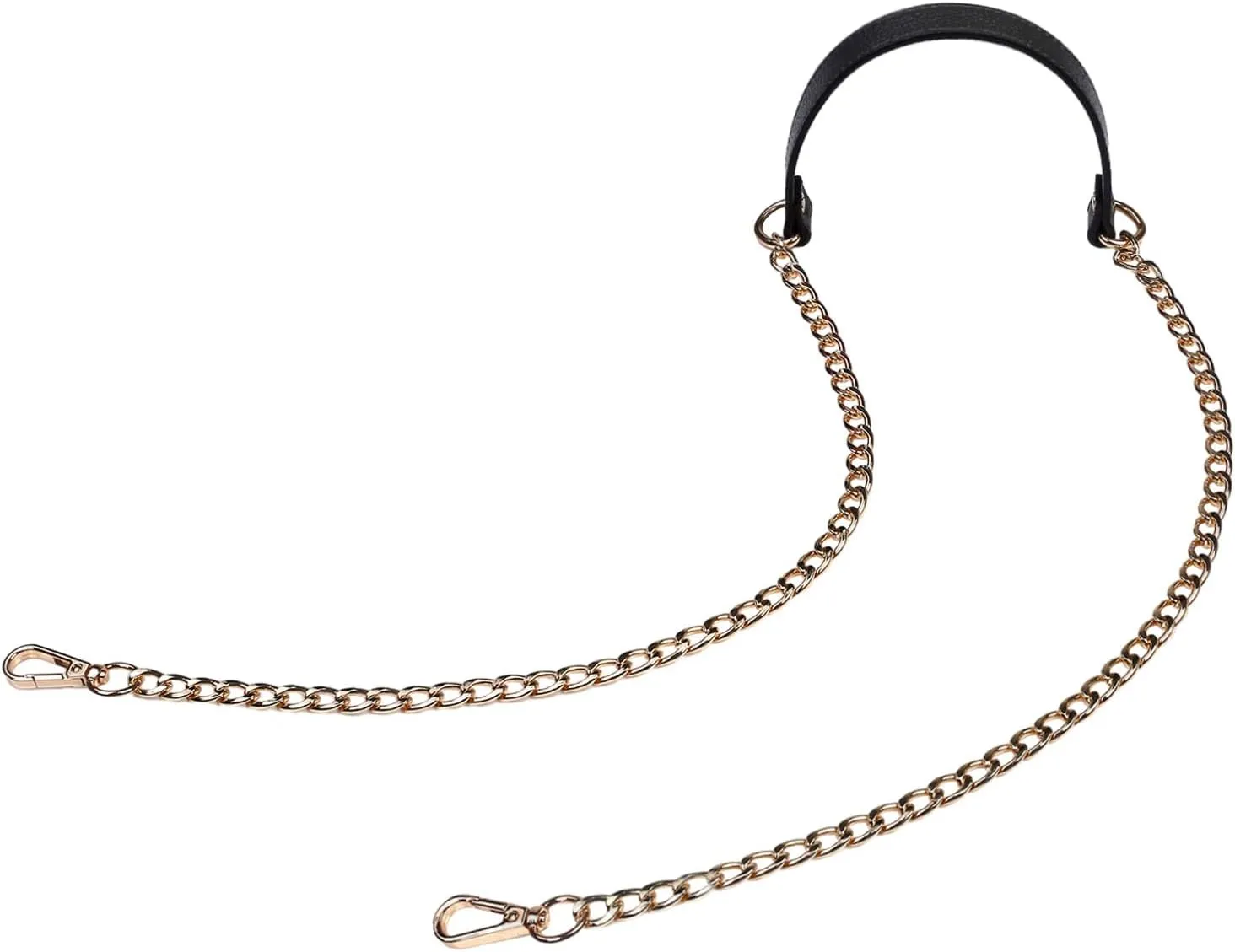 VanEnjoy 12MM Replacement Chain & Genuine Leather Shoulder Crossbody Straps for Handbags Purse Bags (Black) (Black)
