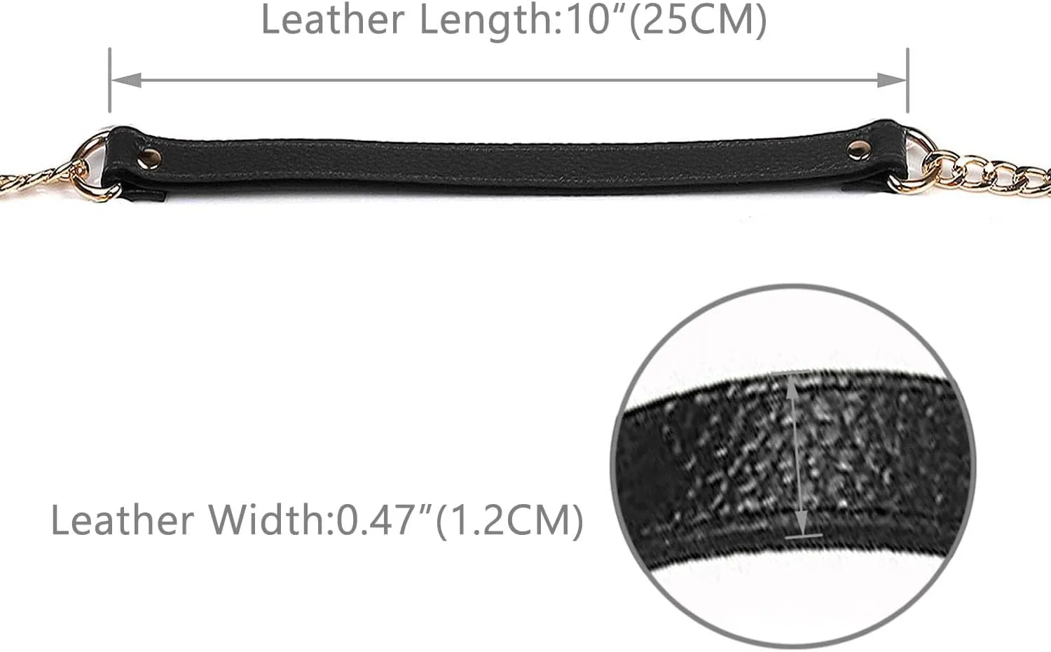 VanEnjoy 12MM Replacement Chain & Genuine Leather Shoulder Crossbody Straps for Handbags Purse Bags (Black) (Black)