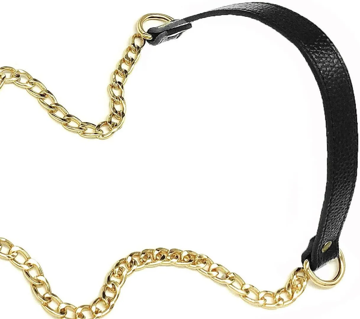 VanEnjoy 18MM Replacement Chain & Genuine Leather Shoulder Crossbody Straps for Handbags Purse Bags -Extended Version(Black)