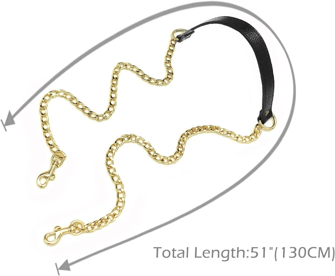 VanEnjoy 18MM Replacement Chain & Genuine Leather Shoulder Crossbody Straps for Handbags Purse Bags -Extended Version(Black)