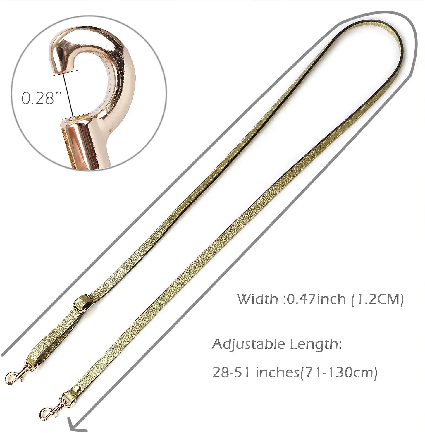 VanEnjoy Adjustable Genuine Leather Crossbody Straps Replacement - Width 1/2“, Length 25”-51”