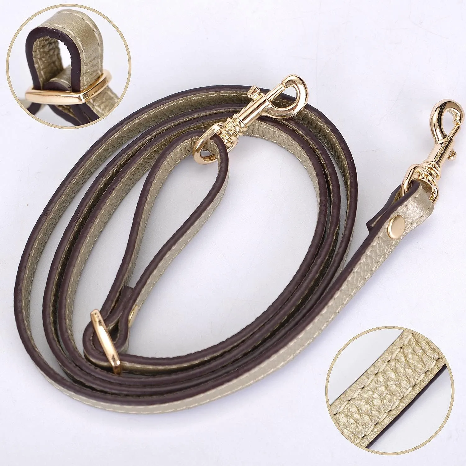 VanEnjoy Adjustable Genuine Leather Crossbody Straps Replacement - Width 1/2“, Length 25”-51”