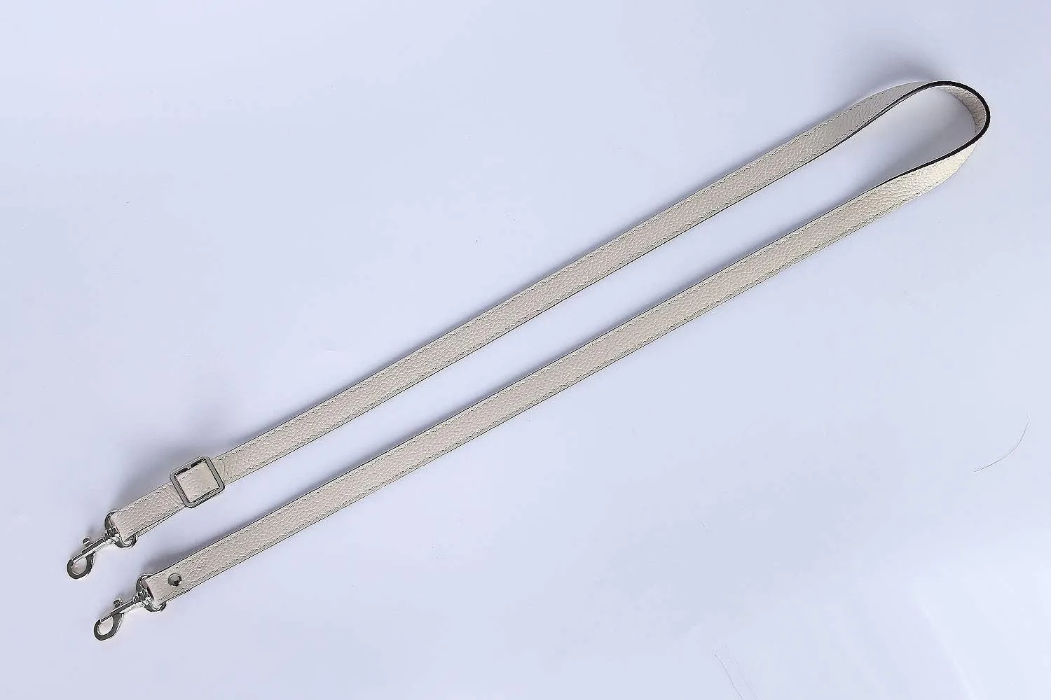 VanEnjoy Full Grain Leather Adjustable Crossbody Straps Replacement - 0.7” Wide, 25”-51” Long (Beige-Silver Buckles)