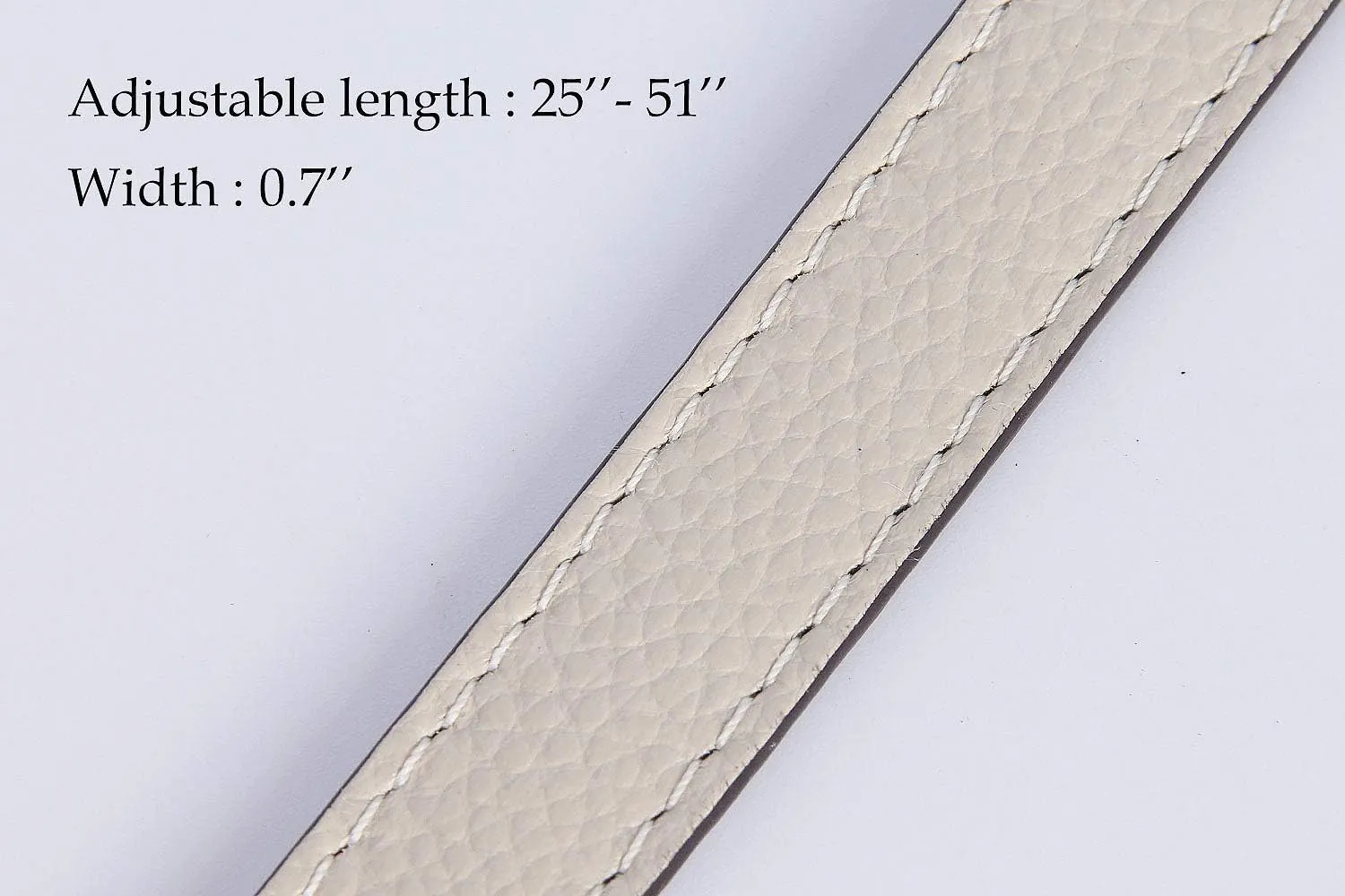 VanEnjoy Full Grain Leather Adjustable Crossbody Straps Replacement - 0.7” Wide, 25”-51” Long (Beige-Silver Buckles)