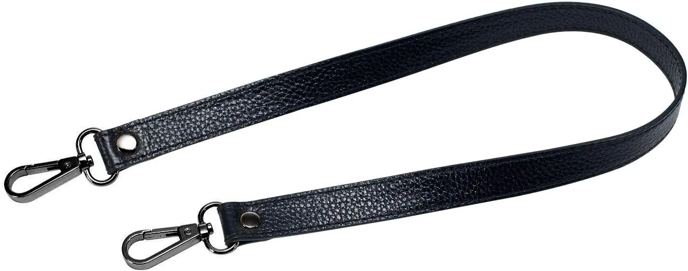 VanEnjoy Full Grain Leather Replacement Strap Shoulder Bag Purse, 0.98 inch Width Gold Hardware(Black-Grey Lock)