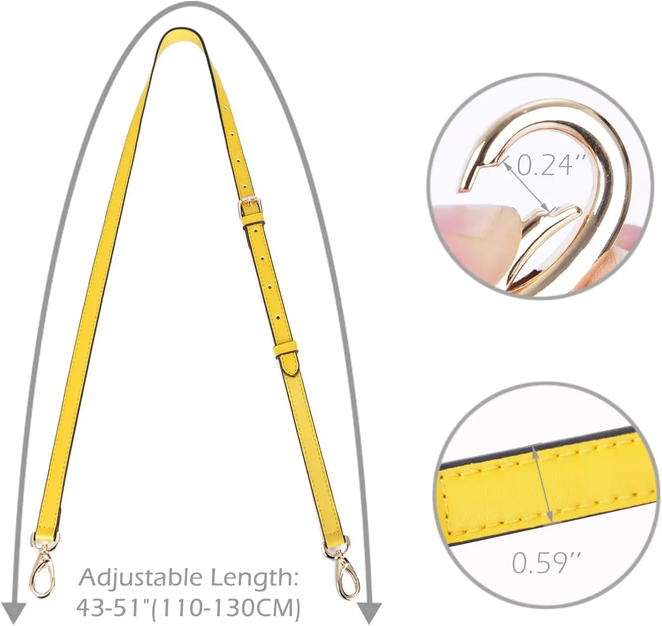 VanEnjoy Genuine Leather Adjustable Purse Strap Replacement for Cross Body Bag Handbag - 3/5 inch Wide,51 inches Long