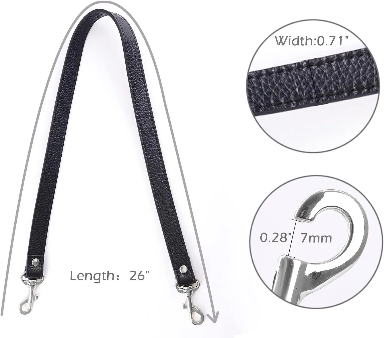VanEnjoy Pair Full Grain Leather Replacement Strap For Handbags Purse Bags-26“Long,0.71" Wide