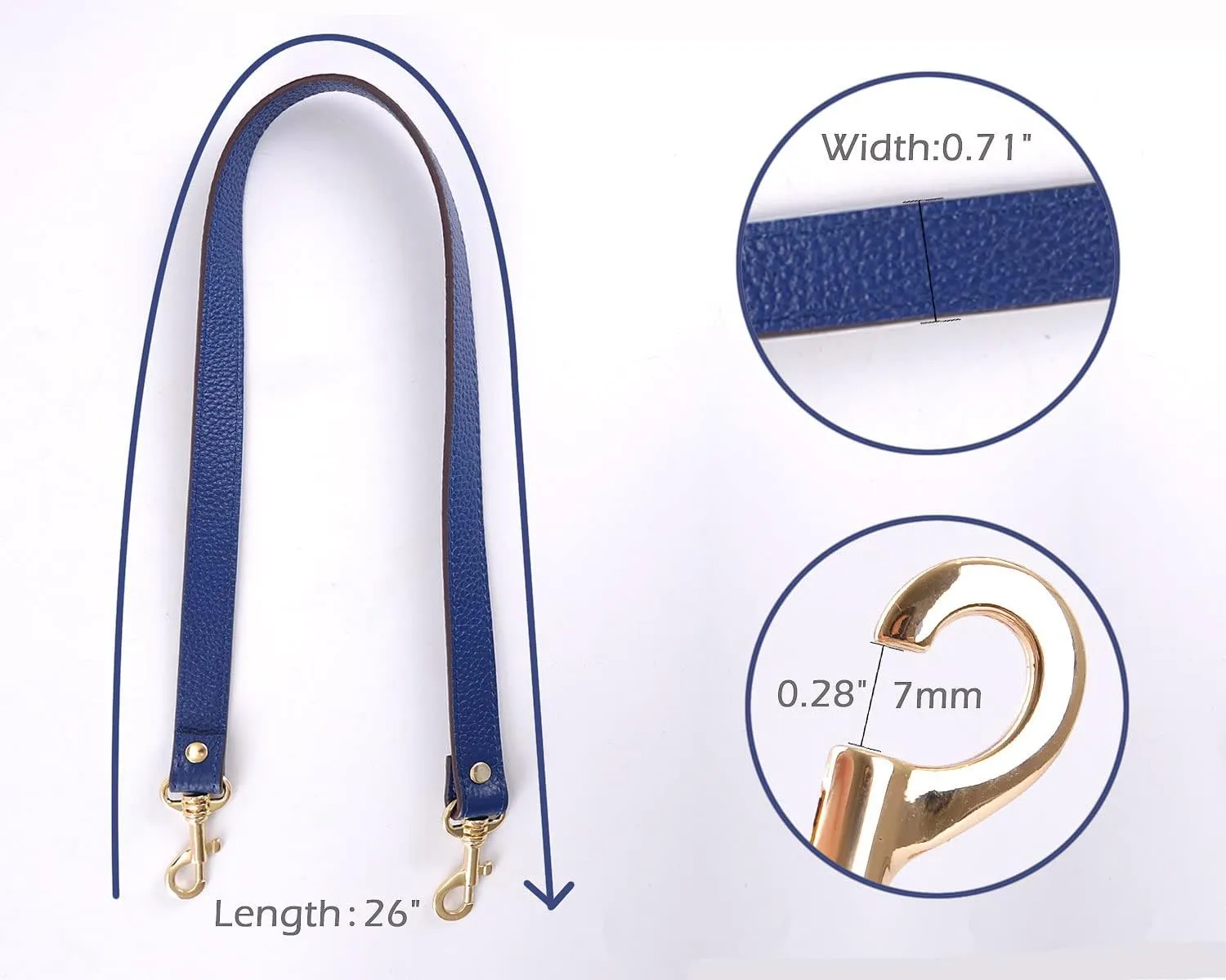 VanEnjoy Pair Full Grain Leather Replacement Strap For Handbags Purse Bags-26“Long,0.71" Wide