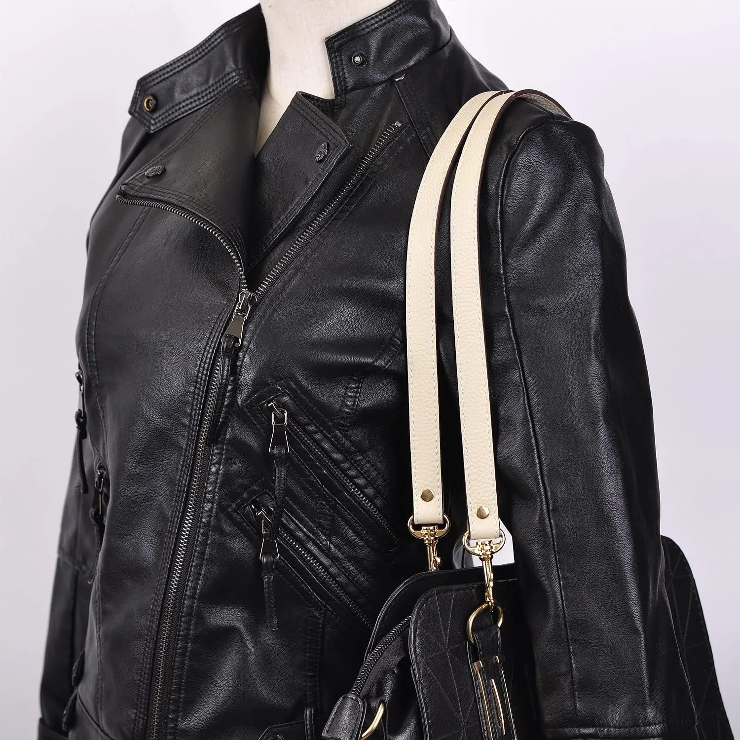 VanEnjoy Pair Full Grain Leather Replacement Strap For Handbags Purse Bags-26“Long,0.71" Wide