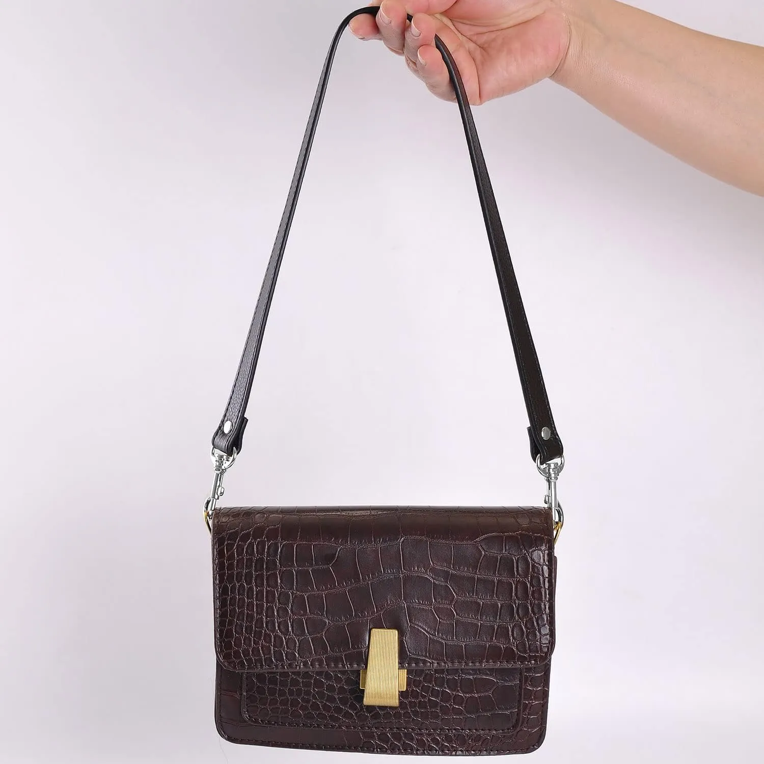 VanEnjoy Pair Full Grain Leather Replacement Strap For Handbags Purse Bags-26“Long,0.71" Wide