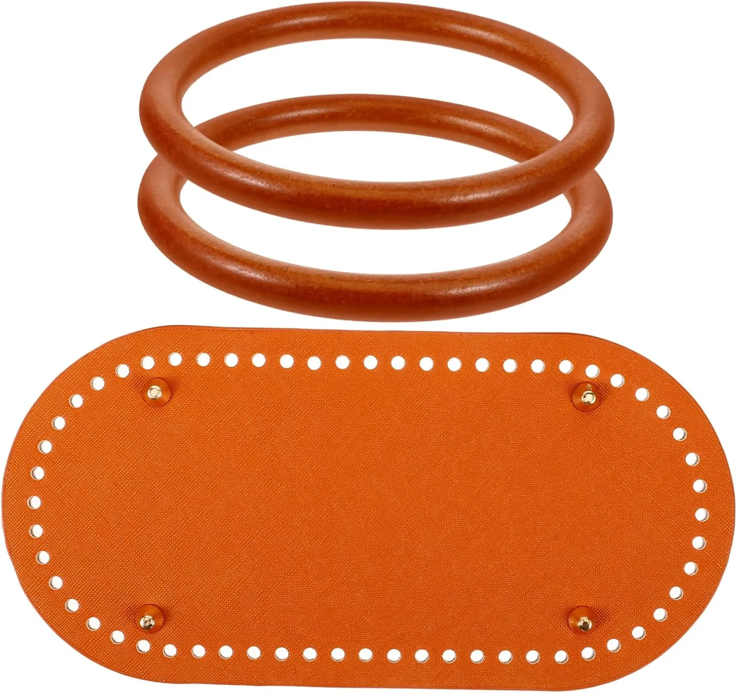 Veemoon Handicraft DIY Set Crochet Bag Bottom Handle Accessory Artificial Leather Bag Bottom Pre-drilled Holes for Easy Crafting