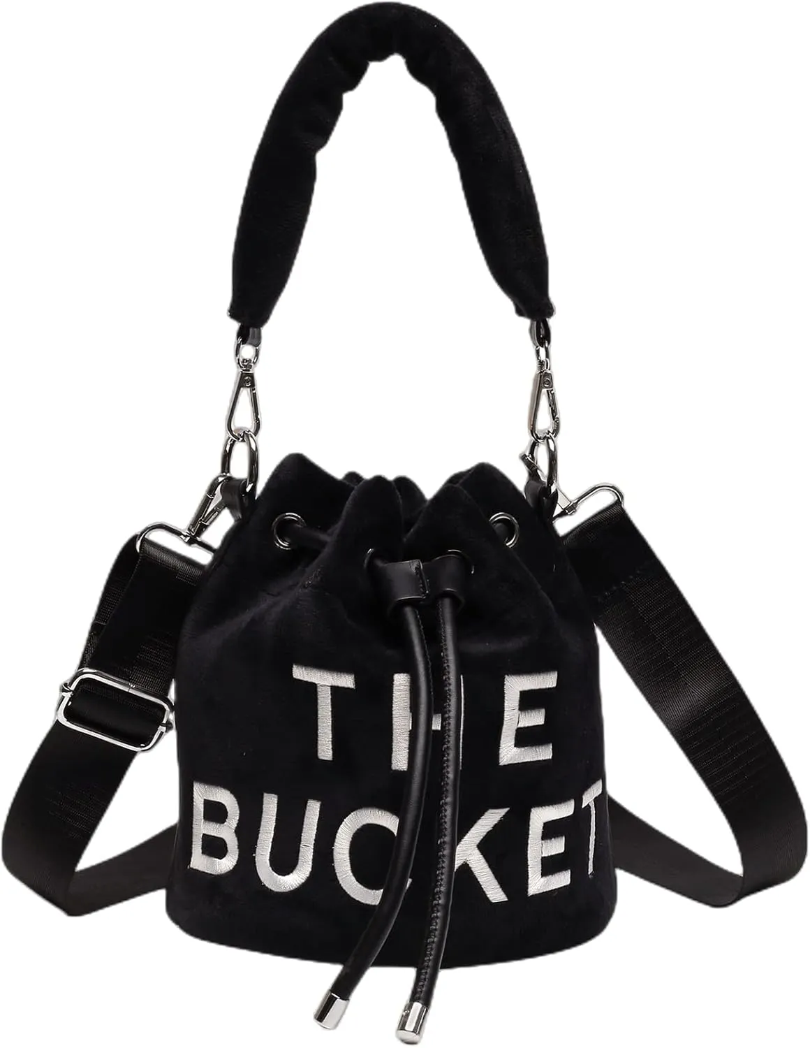 Velvet Bucket Cross body Bags for Women Drawstring Designer Shoulder Handbags Purses