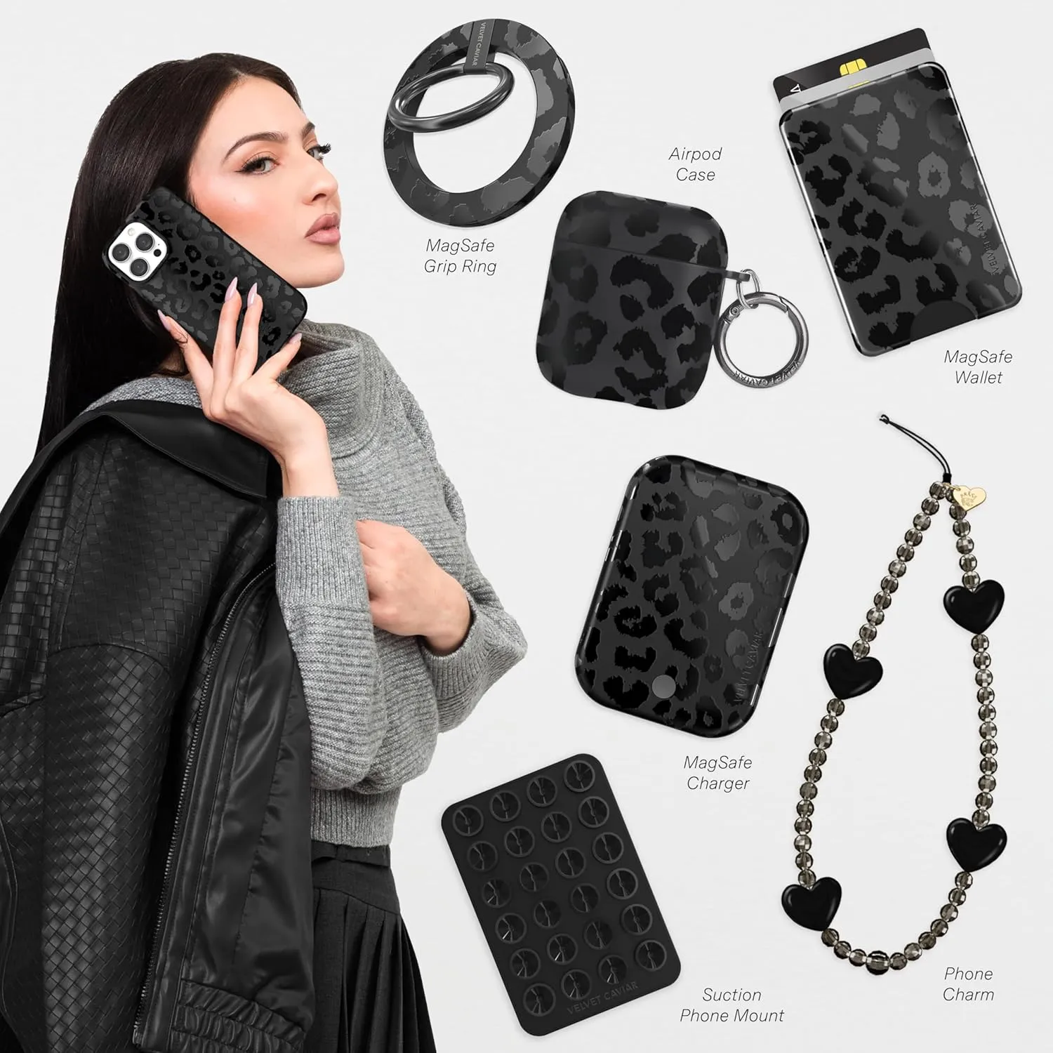 VELVET CAVIAR Black Leopard Cheetah Print Phone Case for iPhone 14 Pro Max - Compatible with MagSafe - 10ft Drop Tested