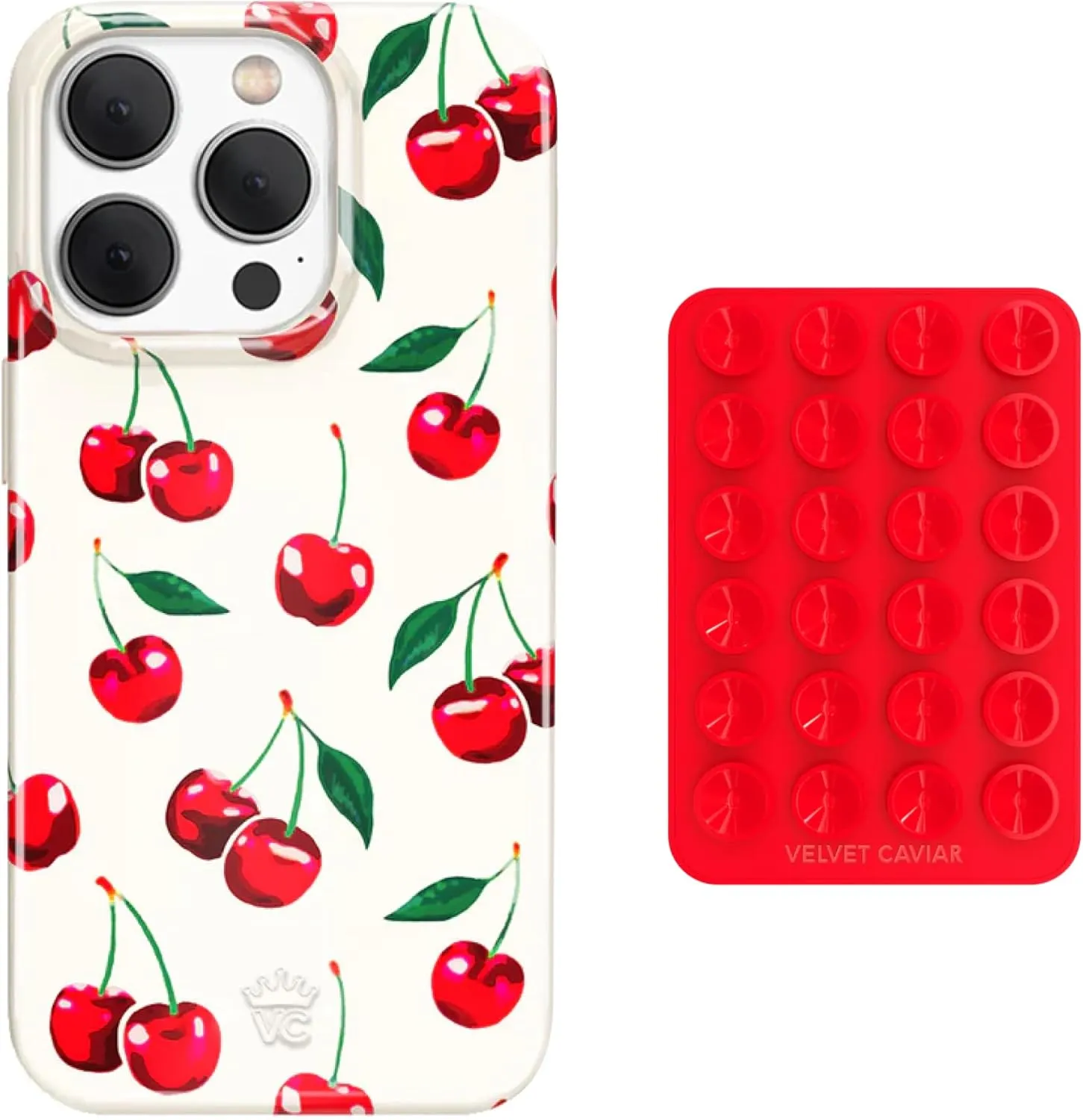 VELVET CAVIAR MagSafe Suction Phone Mount   iPhone 15 Pro Max Case (Bundle - Mon Cheri Cherry)