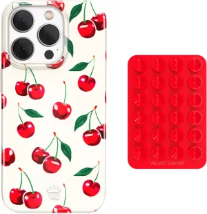 VELVET CAVIAR MagSafe Suction Phone Mount   iPhone 15 Pro Max Case (Bundle - Mon Cheri Cherry)