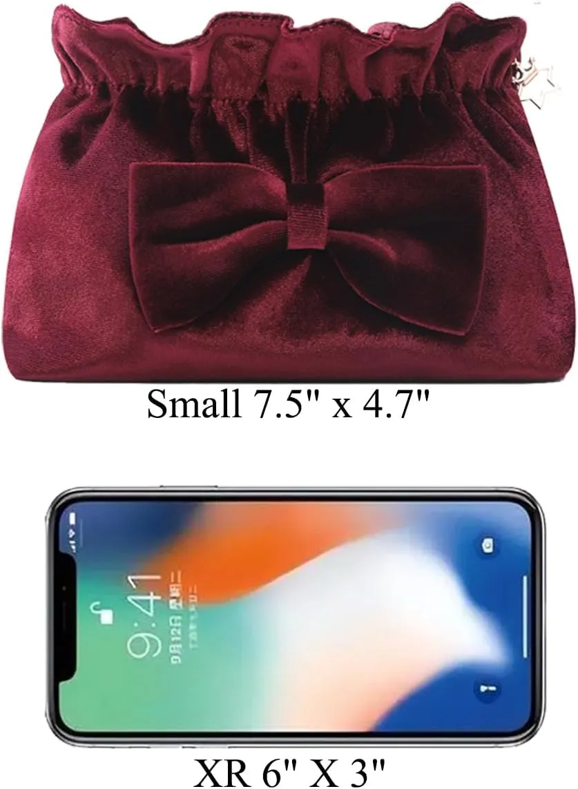 Velvet Makeup Bag Velvet Purse Cosmetic Bag with Zipper, Toiletry/Travel Bag Bag for Women Girls Gift for Woman Birthday, Thanksgiving, Christmas Valentines Day Gifts