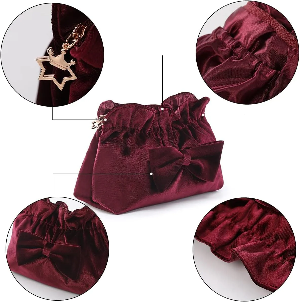 Velvet Makeup Bag Velvet Purse Cosmetic Bag with Zipper, Toiletry/Travel Bag Bag for Women Girls Gift for Woman Birthday, Thanksgiving, Christmas Valentines Day Gifts