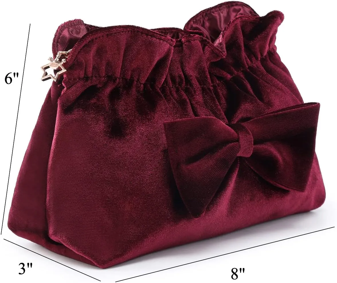 Velvet Makeup Bag Velvet Purse Cosmetic Bag with Zipper, Toiletry/Travel Bag Bag for Women Girls Gift for Woman Birthday, Thanksgiving, Christmas Valentines Day Gifts
