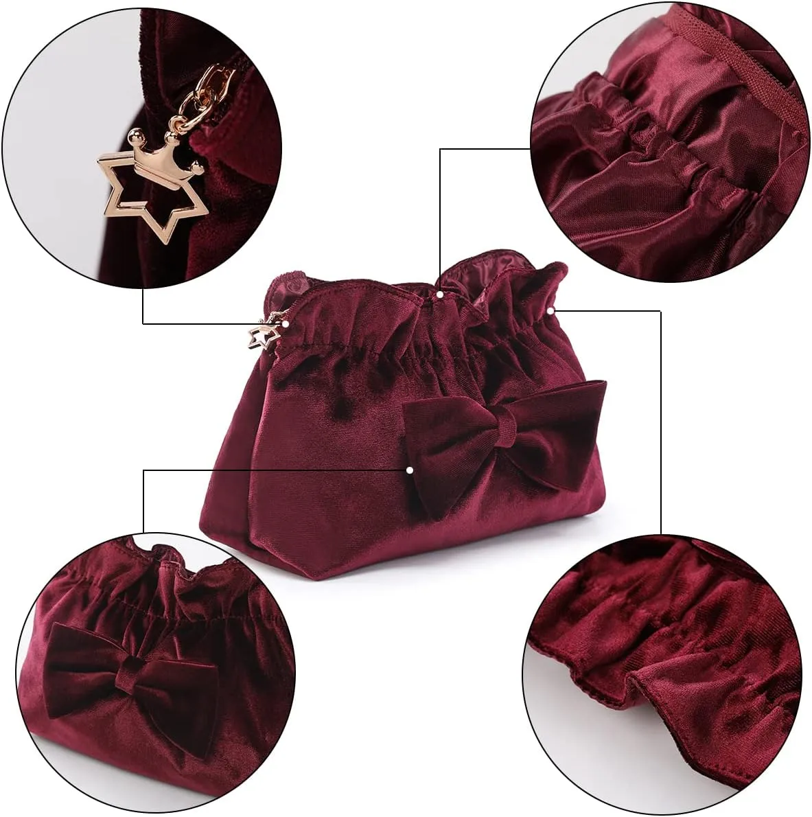 Velvet Makeup Bag Velvet Purse Cosmetic Bag with Zipper, Toiletry/Travel Bag Bag for Women Girls Gift for Woman Birthday, Thanksgiving, Christmas Valentines Day Gifts