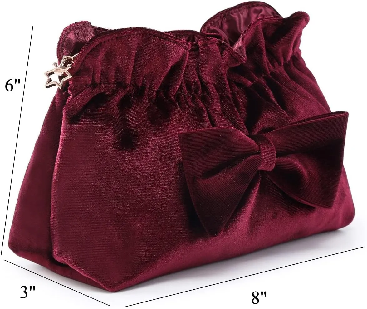 Velvet Makeup Bag Velvet Purse Cosmetic Bag with Zipper, Toiletry/Travel Bag Bag for Women Girls Gift for Woman Birthday, Thanksgiving, Christmas Valentines Day Gifts