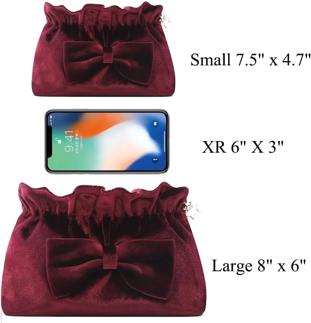Velvet Makeup Bag Velvet Purse Cosmetic Bag with Zipper, Toiletry/Travel Bag Bag for Women Girls Gift for Woman Birthday, Thanksgiving, Christmas Valentines Day Gifts