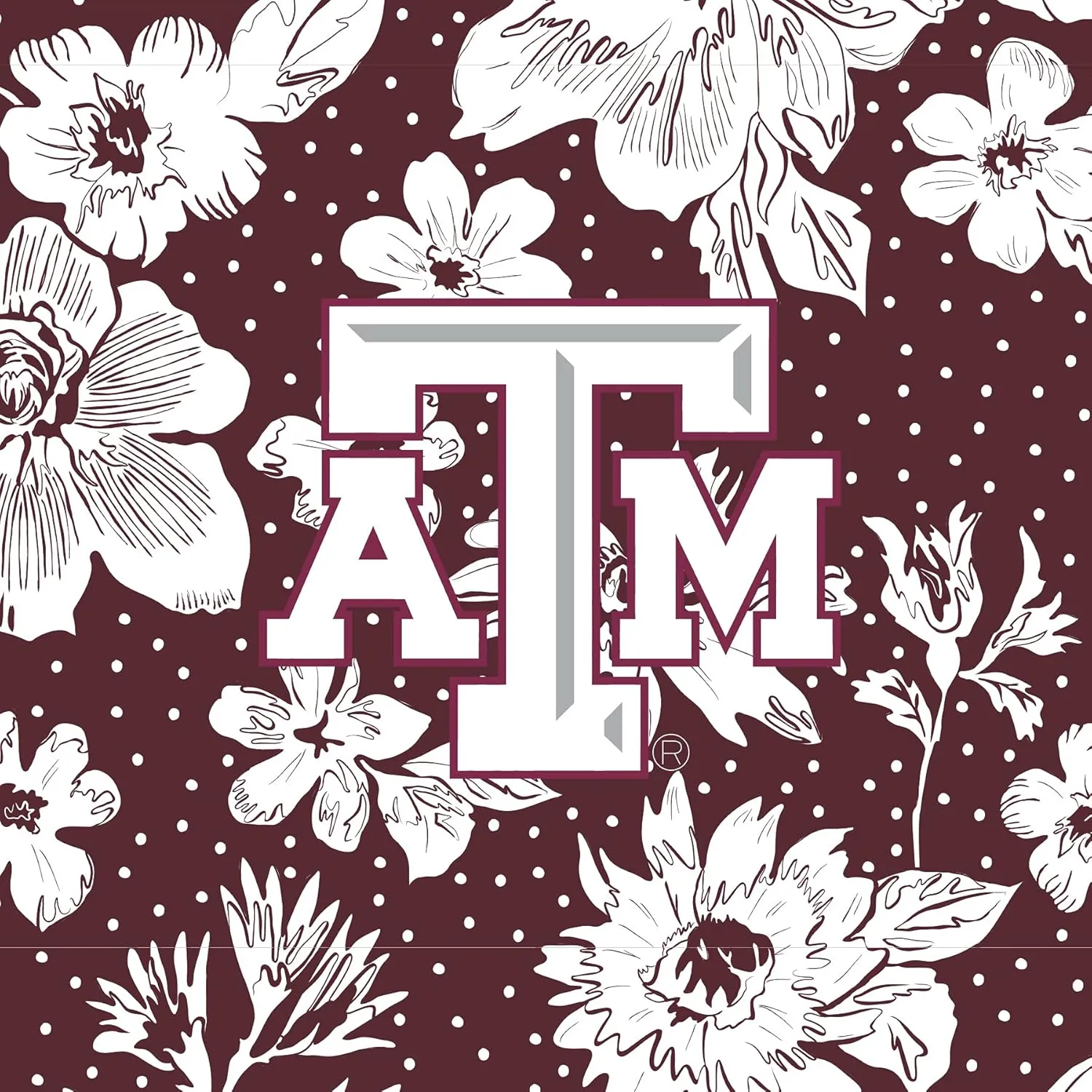 Vera Bradley Women's Cotton Collegiate Large Travel Duffle Bag (Multiple Teams Available), Texas A and M University Maroon/White Rain Garden - Recycled Cotton, One Size