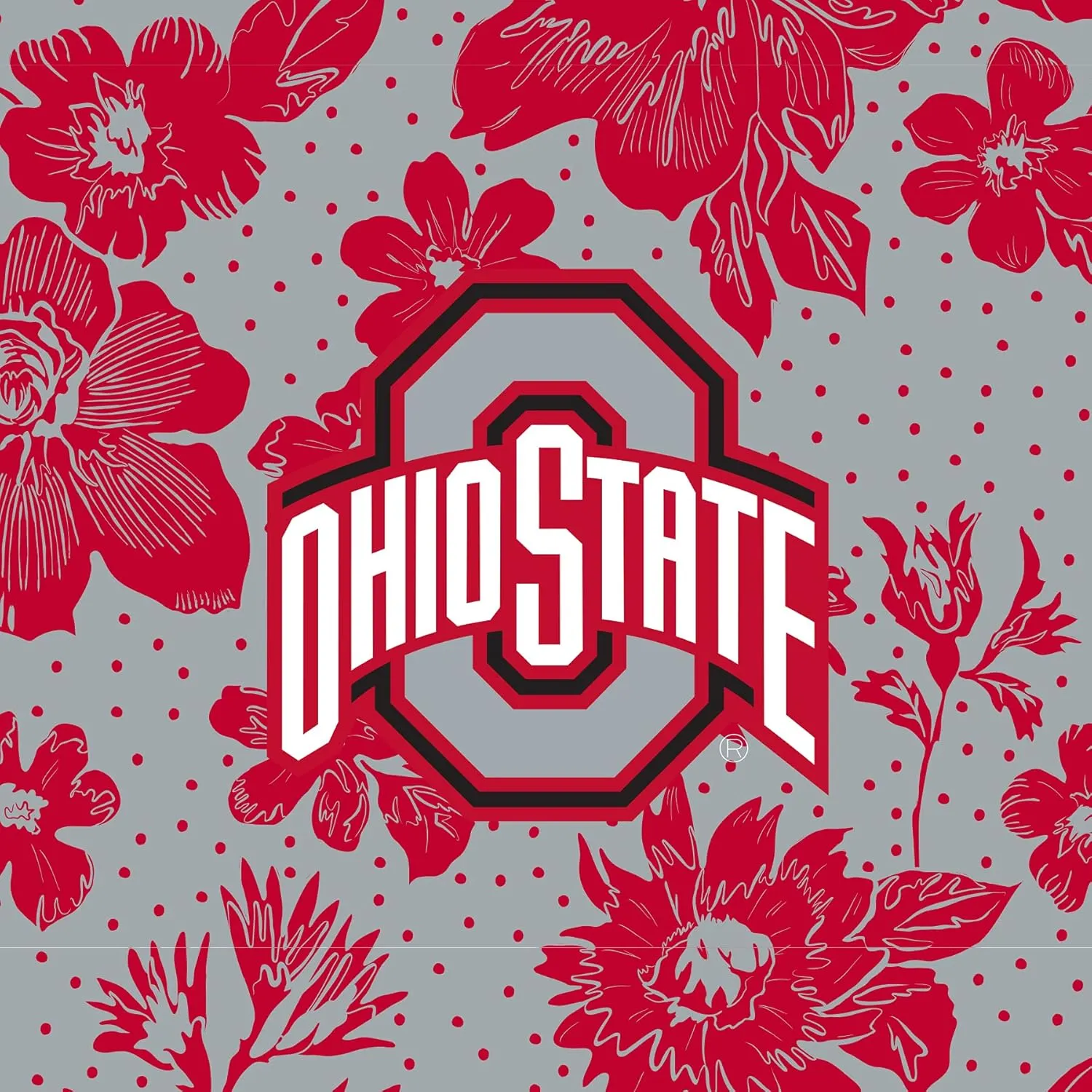 Vera Bradley Women's Cotton Collegiate Large Travel Duffle Bag (Multiple Teams Available), The Ohio State University Gray/Red Rain Garden - Recycled Cotton, One Size