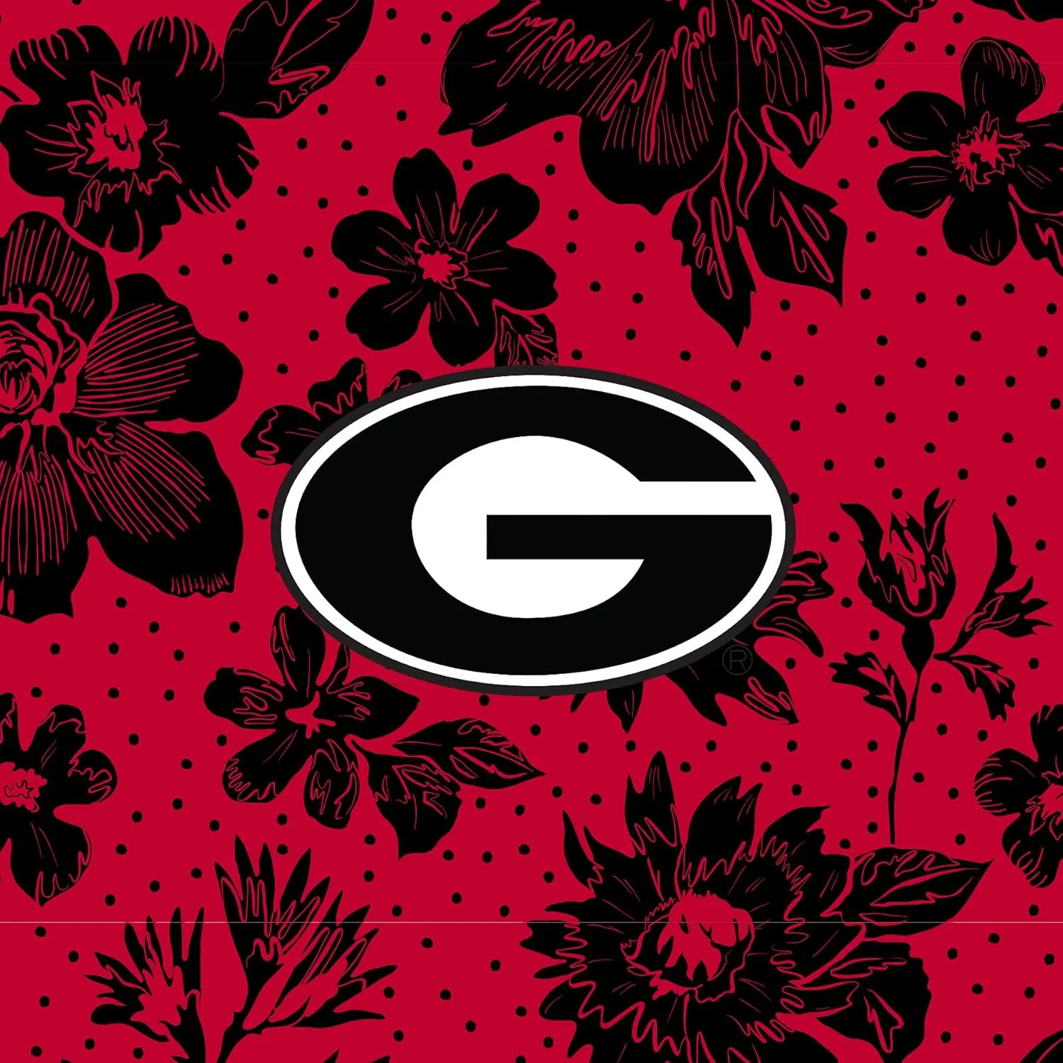 Vera Bradley Women's Cotton Collegiate Large Travel Duffle Bag (Multiple Teams Available), University of Georgia Red/Black Rain Garden - Recycled Cotton, One Size