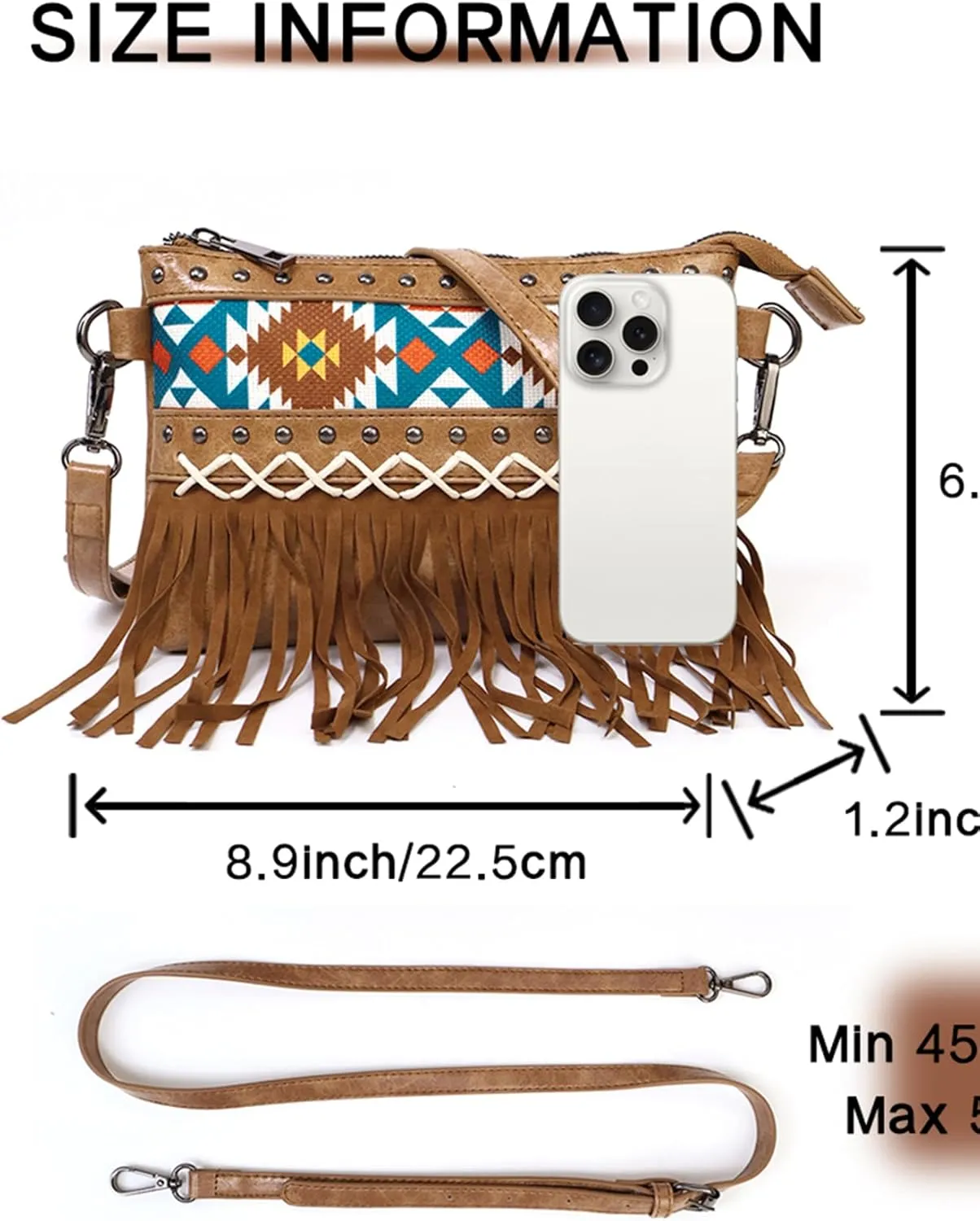 Verdusa Women's Boho Tassel Crossbody Bags Colorblock Shoulder Bag Purses