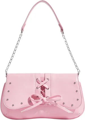 Verdusa Women's Bow Underarm Shoulder Bags Punk Studded PU Leather Bag