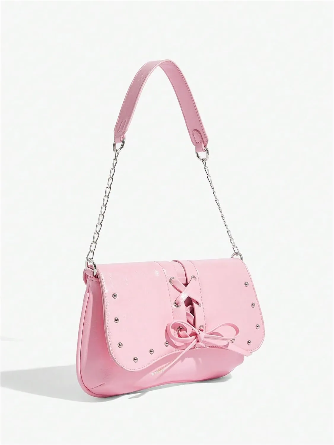 Verdusa Women's Bow Underarm Shoulder Bags Punk Studded PU Leather Bag