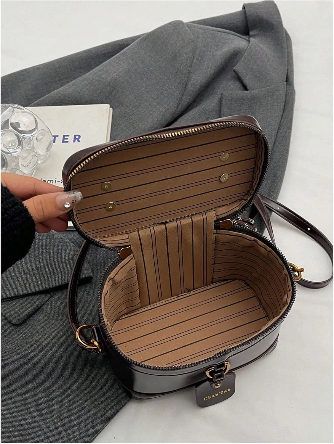 Verdusa Women's Bucket Top Handle Satchel Purses Vintage PU Leather Crossbody Box Bags