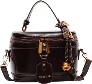 Verdusa Women's Bucket Top Handle Satchel Purses Vintage PU Leather Crossbody Box Bags